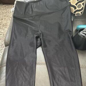 Noli Black shiny leggings Nylon Spandex Size Large RN 152844 Only Worn Once.